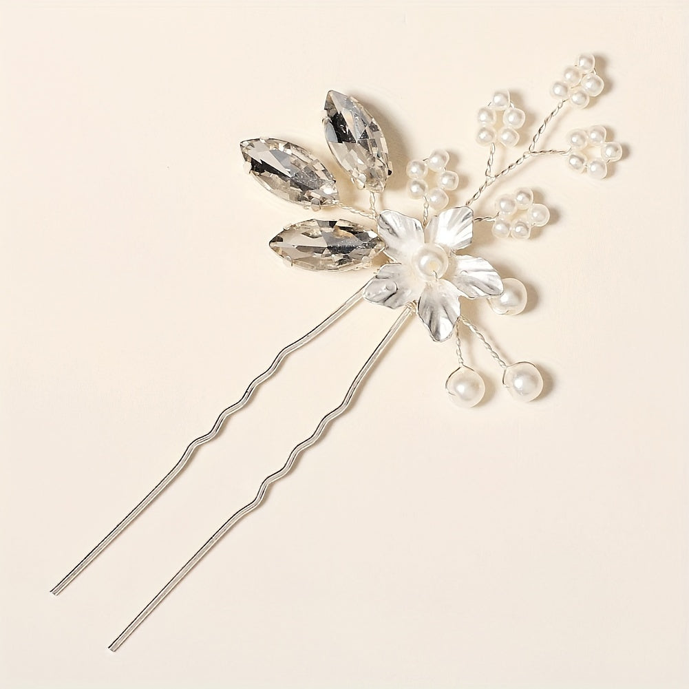 Bridal Floral Hairpin Rhinestone Insert Pin Headdress
