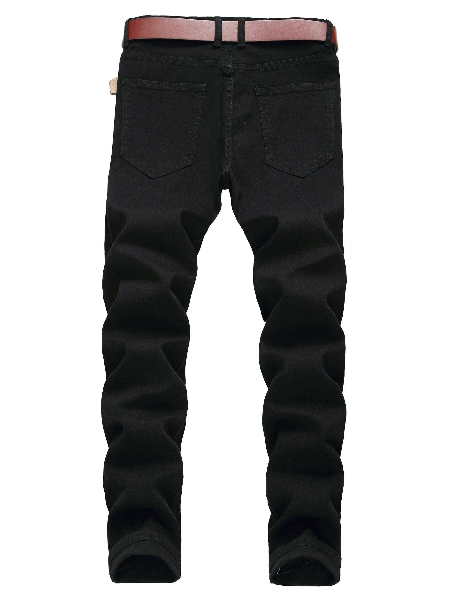 Men's Solid Stretch Slim Ripped Jeans