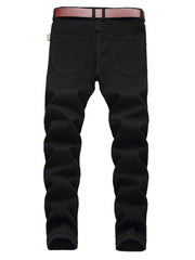 Men's Solid Stretch Slim Ripped Jeans