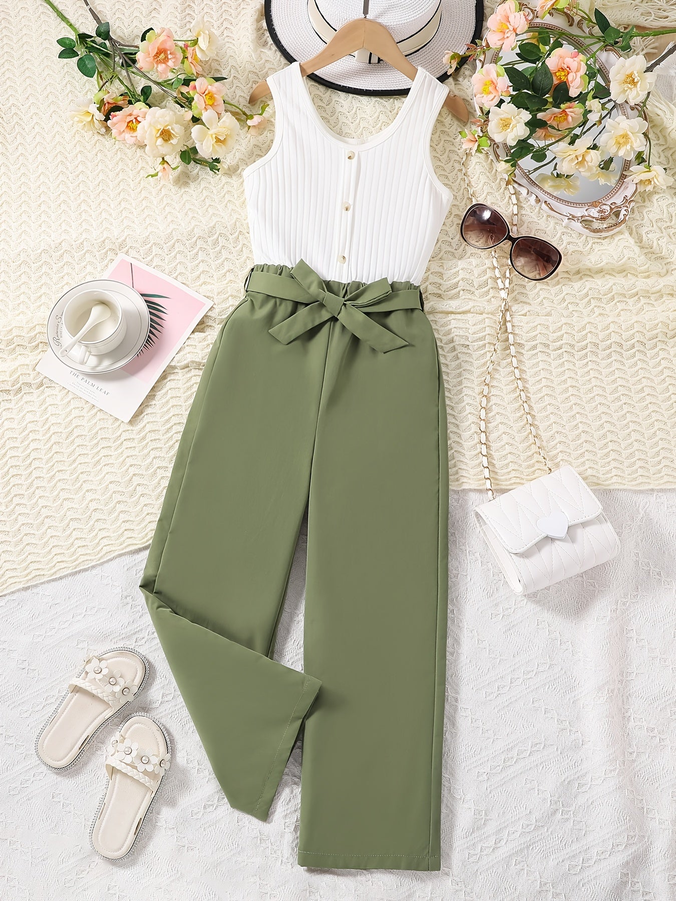 Girls Belted Jumpsuit Set for Summer Party