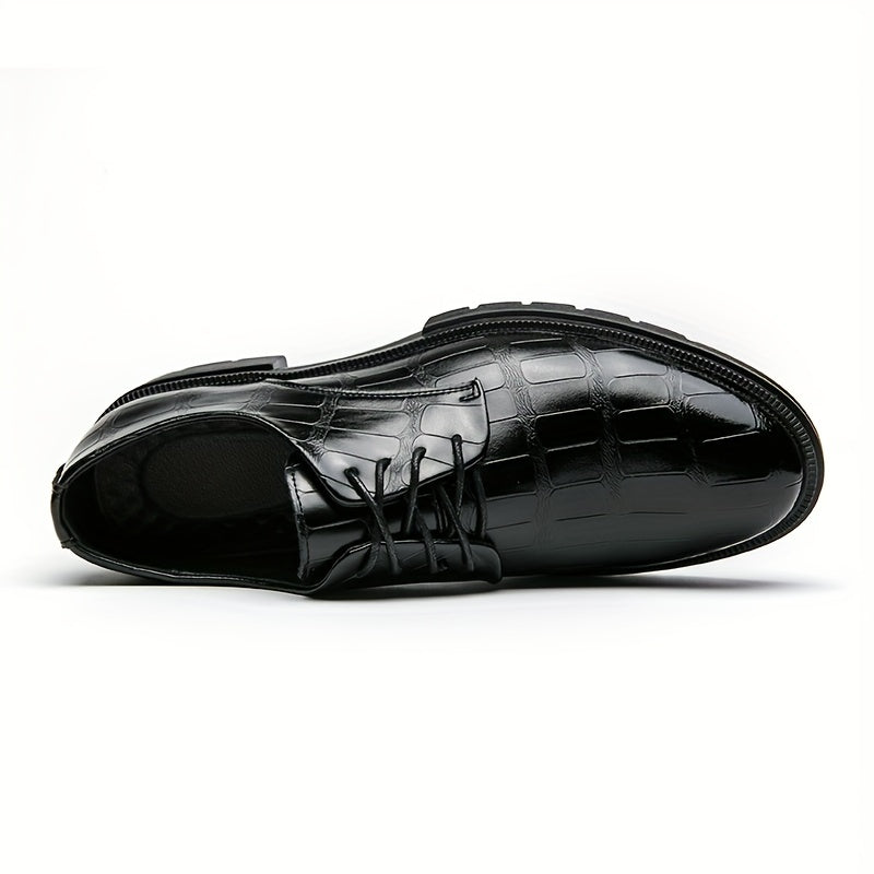 Embossed Pattern Derby Shoes Lace up Front Men's Dress Shoes