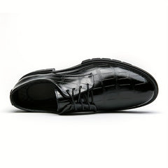 Embossed Pattern Derby Shoes Lace up Front Men's Dress Shoes