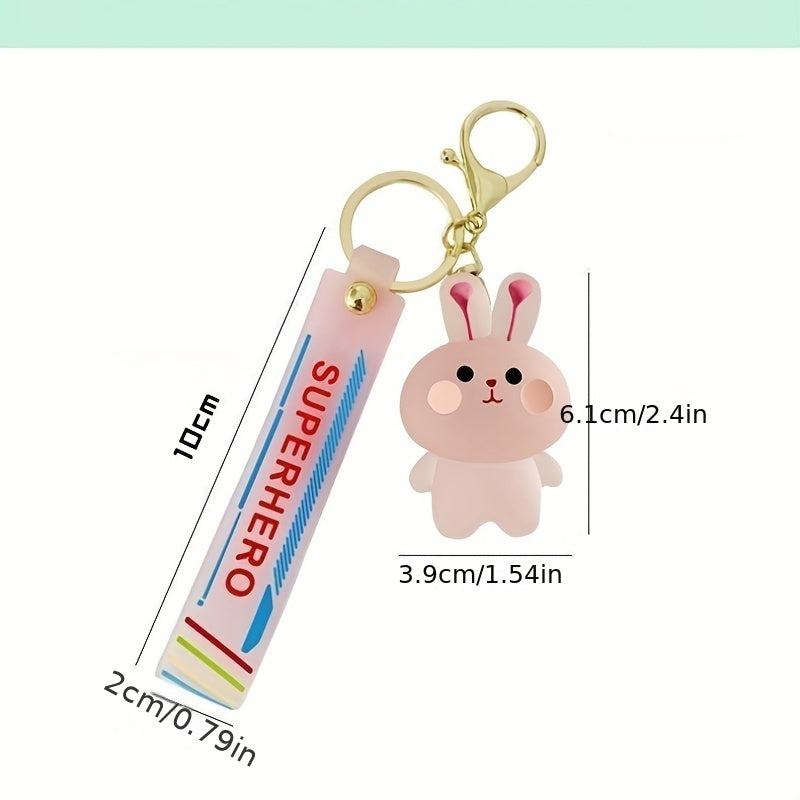 Cartoon Dinosaur Straw Hat Keychain Backpack Pendant