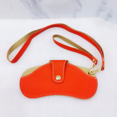 Stylish PU Leather Sunglasses Case Snap Closure