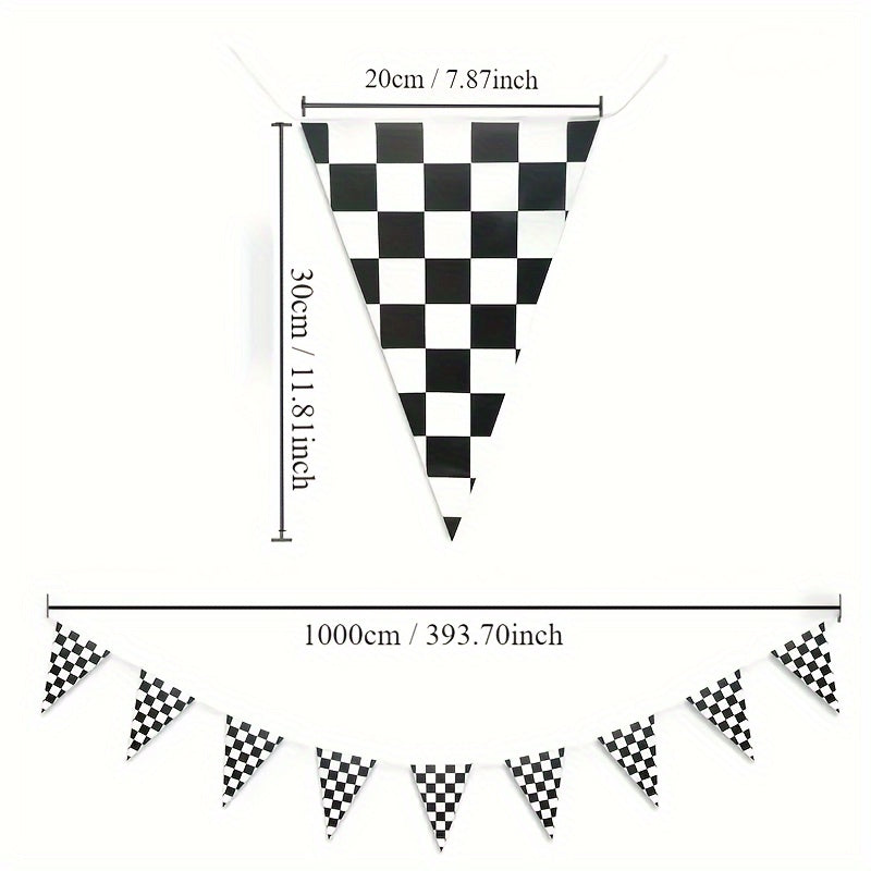 Racing Birthday Decorations Set - Square Flag Banner for Racing Party Supplies