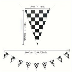 Racing Birthday Decorations Set - Square Flag Banner for Racing Party Supplies
