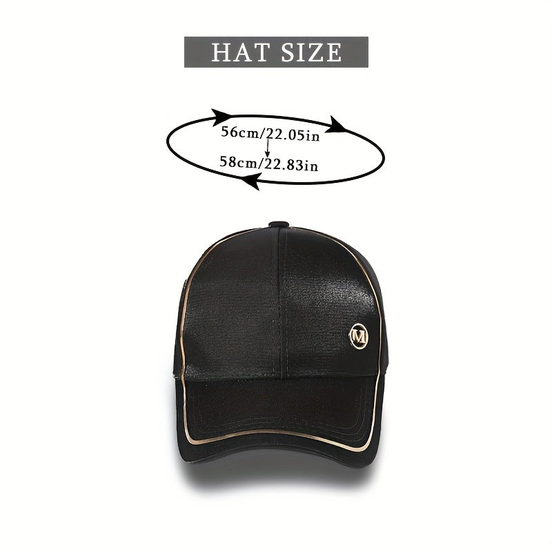 Golden M Label Baseball Cap Solid Casual Sun Hat Satin Golf Dad Hats