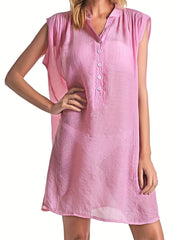 Swimsuit Cover Up Shirt Collar Soft Sun Protection Beach Cover Up Dress