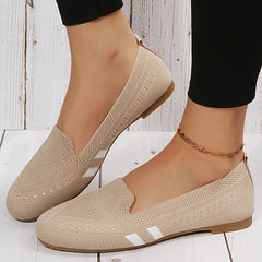 Women's Knitted Slip On Flats Comfortable Walking Shoes
