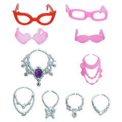 20pcs Mixed Mini Dress Necklaces Glasses Doll Accessories NO DOLL