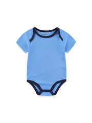Summer Solid Short Sleeve Baby Bodysuit Cotton Soft 0-12Months Unisex