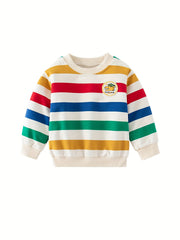 Boys Rainbow Dino Print Pullover Sweatshirt
