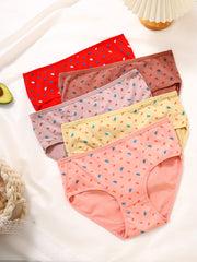 5pcs Cartoon Briefs Comfy Stretchy Intimates Panties Women's Lingerie