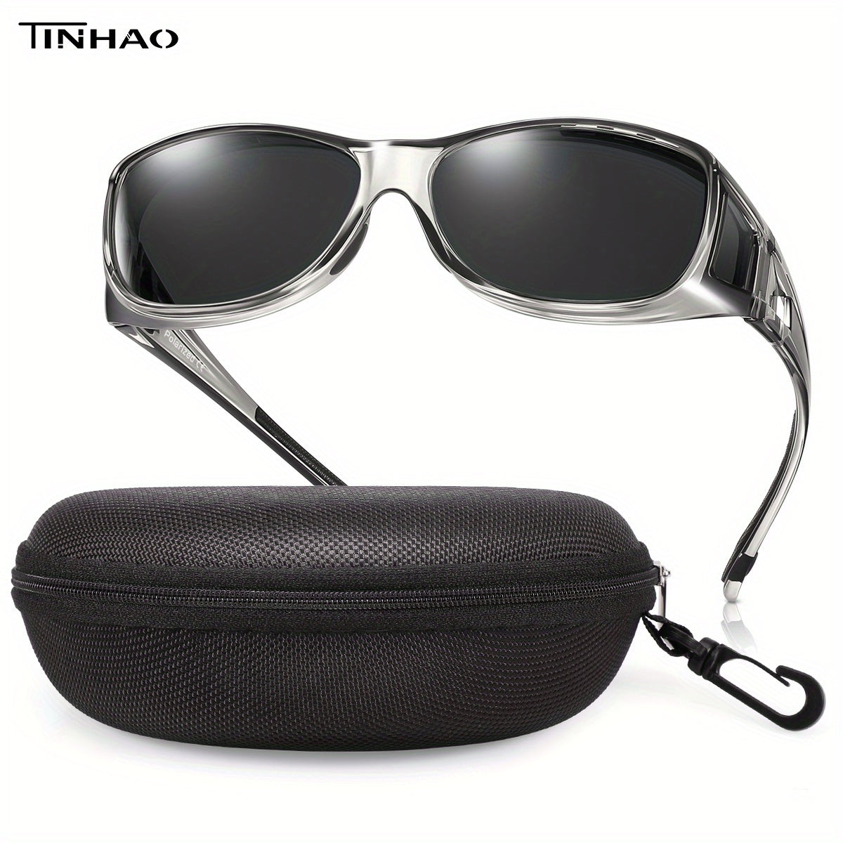 TINHAO Fit Over Glasses Polarized Sunglasses With Hard Shell Case