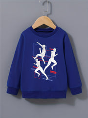 Sports Man Print Boys Sweatshirt Crew Neck Tops Kids Clothing