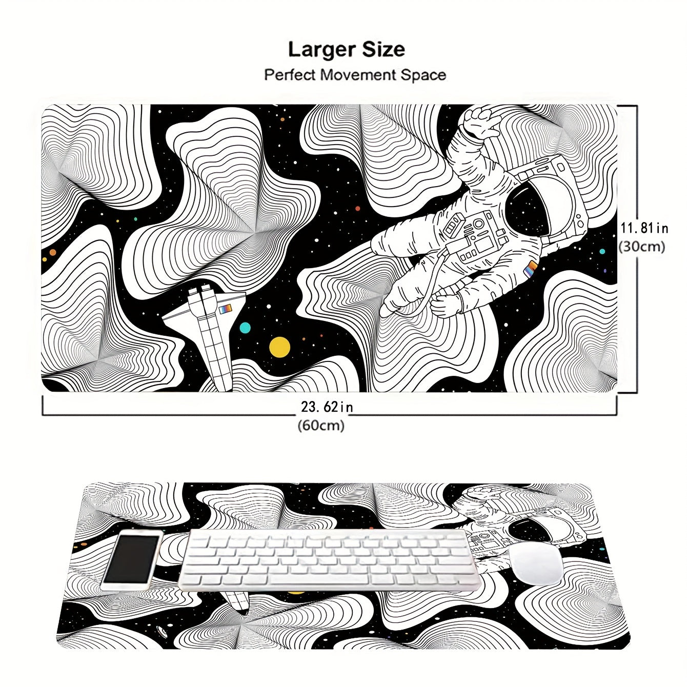 Oversized Gaming Desk Pad Disordered Theme Pattern 3D Printed Mouse Pad
