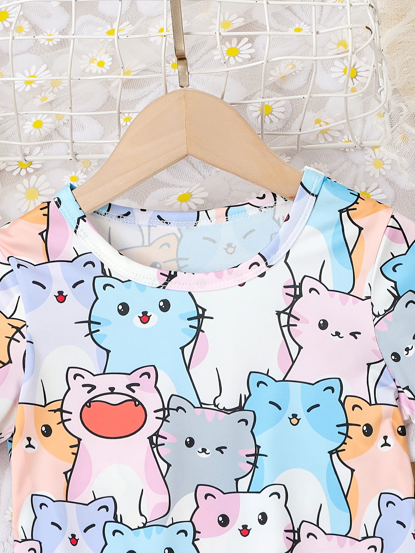 Cats Allover Print Girls Short Sleeve T Shirt Dress