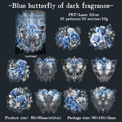 10 Sheets Spooky Butterfly Series PET Laser Silvery Stickers