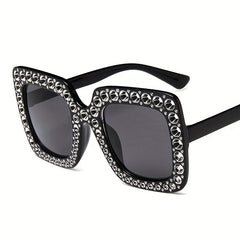 Square Rhinestone Sunglasses Mod Gradient Lens Glasses UV400
