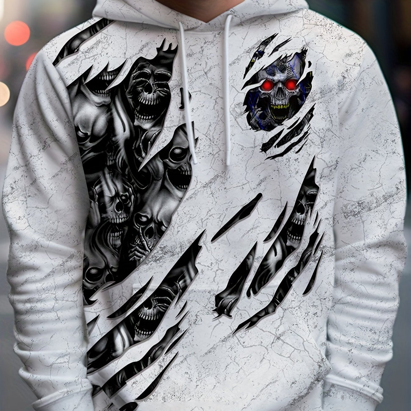 Men's Casual Skull Pattern 3D Print Hoodie Sweatshirt Outdoor Sports