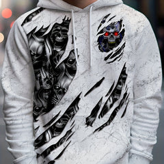 Men's Casual Skull Pattern 3D Print Hoodie Sweatshirt Outdoor Sports