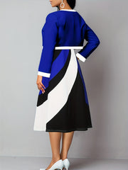 Abstract Print Tank Dress & Colorblock Cardigan Set