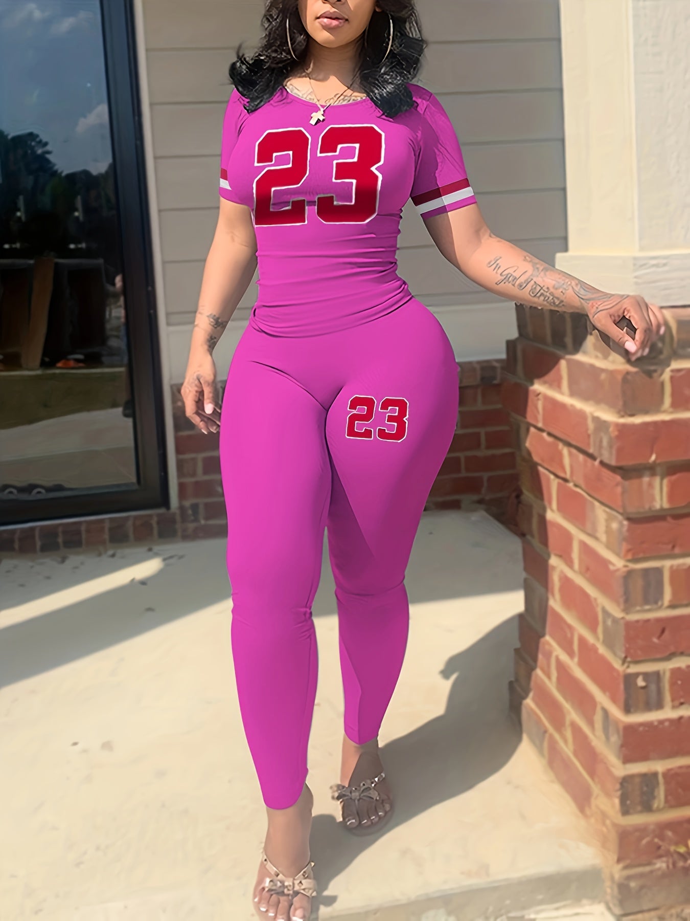 Number Print 2 Piece Set: Crop Top & Leggings