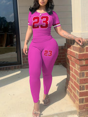 Number Print 2 Piece Set: Crop Top & Leggings