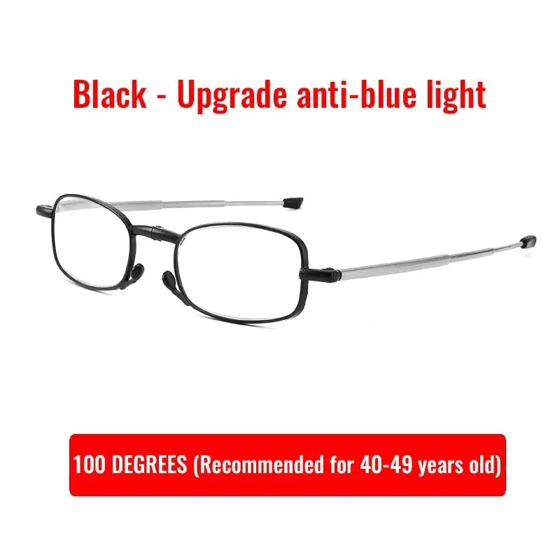 Portable Folding Reading Glasses Light Blocking Thin Frame Magnifier
