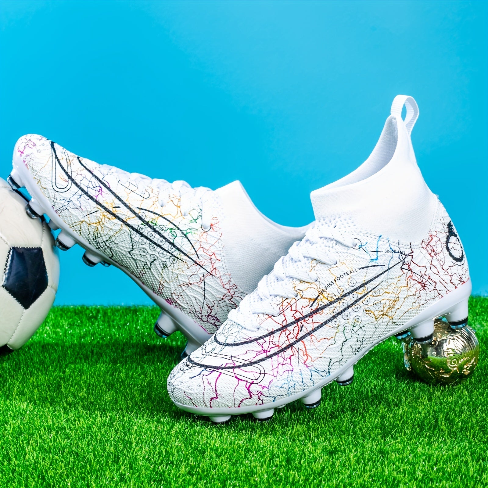 Spiked Soccer Shoes High Top Professional Outdoor Training Shoes