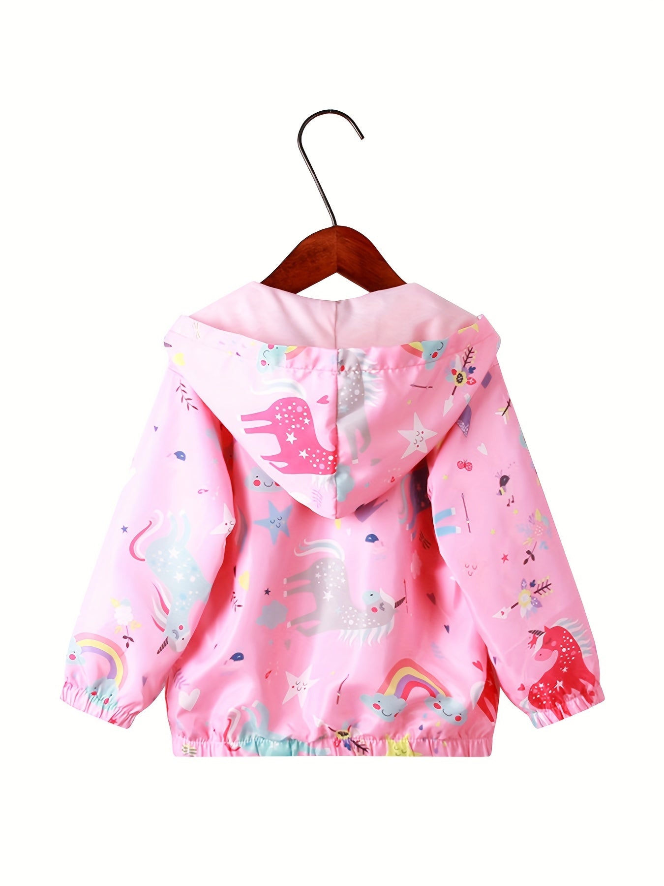 Girls' Unicorn Print Hooded Jacket