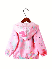 Girls' Unicorn Print Hooded Jacket