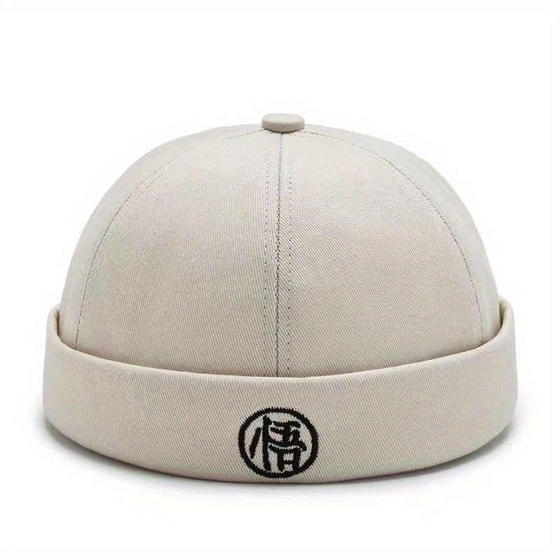 Character Embroidery Unisex Beanie Hip Hop Skull Hat Solid Docker Cap