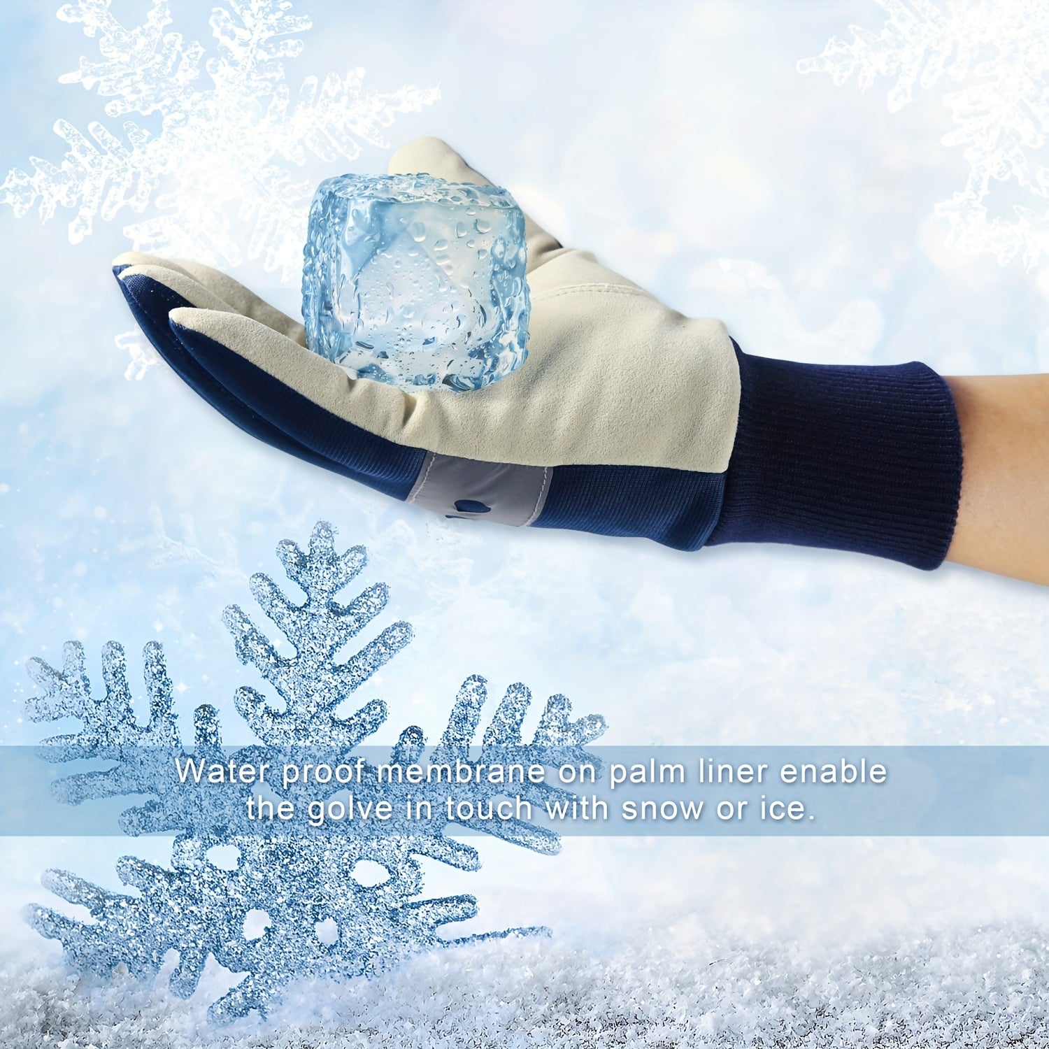 Waterproof Winter Gloves with Reflective Band for Security