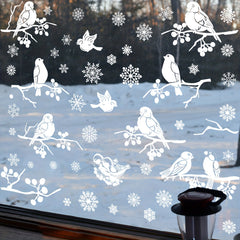 9pcs Christmas Stickers Snowy Bird Display Window Hanging Decorations