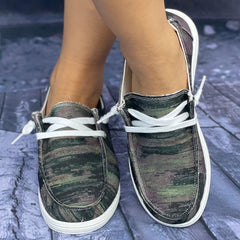 Tie Dye Green Walking Shoes Lightweight Slip On Flat Shoes