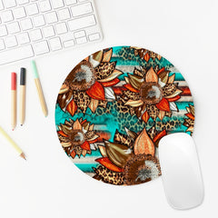 Colorful Tropical Leaves Round Mouse Pad - Non Slip Rubber Base