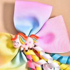Girls Rainbow Bowknot Tape With Unicorn Charm