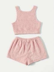 Women's Plus Size Lounge Set: Crop Tank Top & Shorts Pajamas 2 Piece Set
