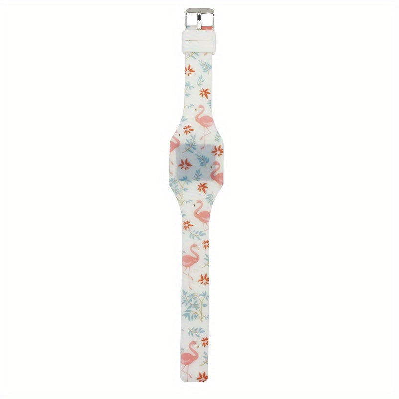 Girls Digital Watch Flamingo Theme Life Waterproof Silicone Strap