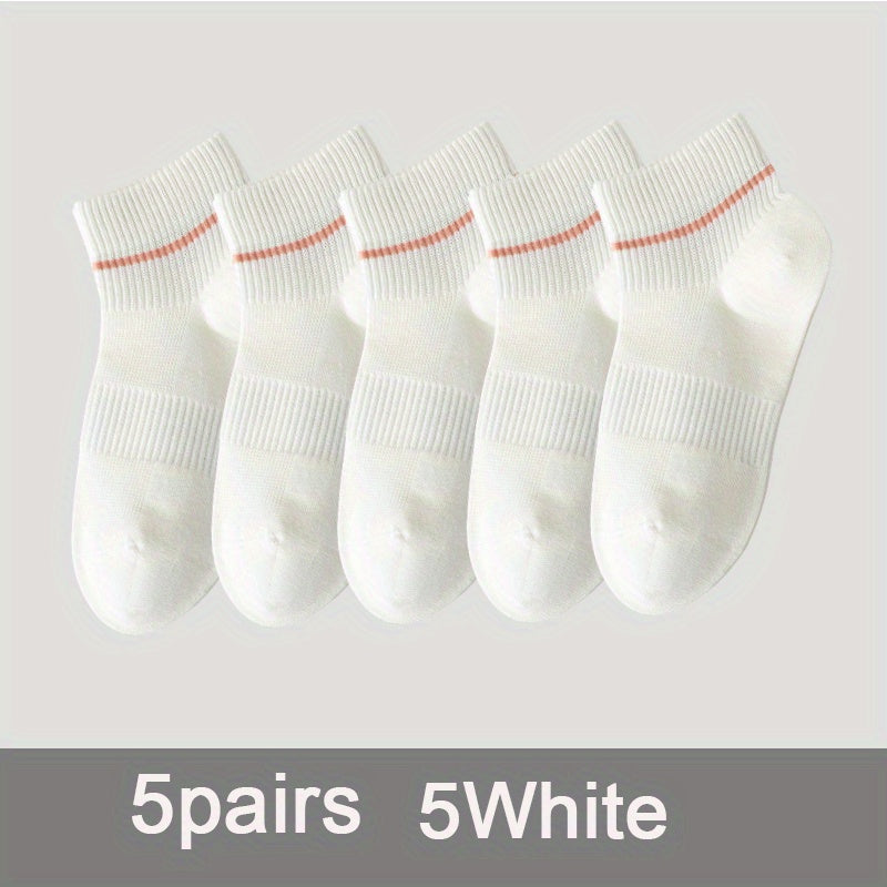 5 Pairs Solid Low Cut Ankle Socks Women's Stockings