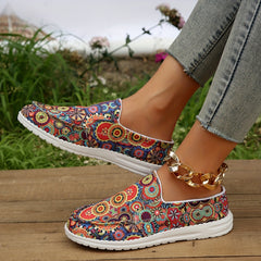 Women's Colorful Circle Print Slip-On Sneakers Low Flat Shoes