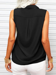 Button Front Tank Top Sleeveless Casual Turn Down Collar