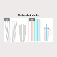 6pcs Reusable Straws with Cleaning Brushes for Tumbler Cups
