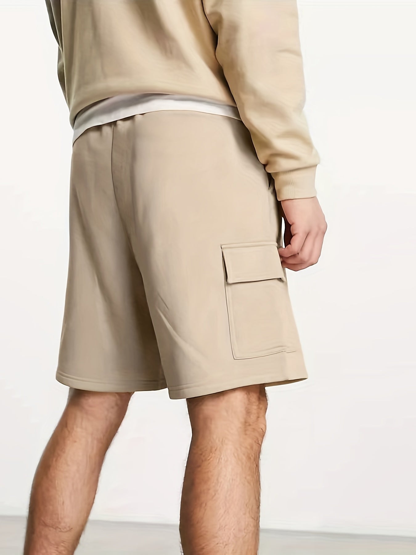 Boston Letter Print Men's Cargo Shorts Lightweight Drawstring Work Pants