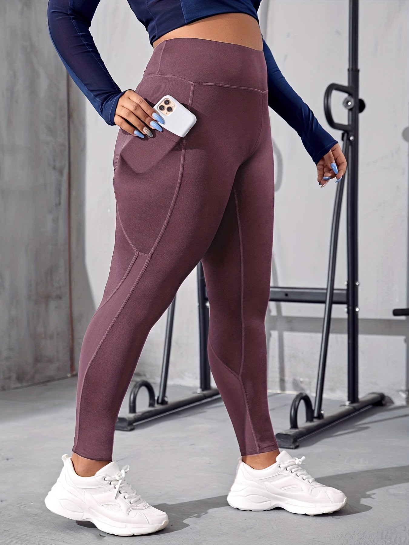 Sports Leggings Women's High Rise Stretchy Leggings With Pockets