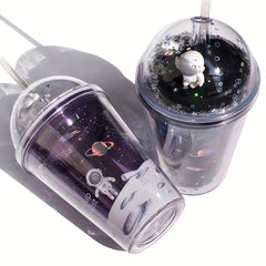 Space Cup 13oz Insulated Plastic with Lids Straws Hot Cold Drinks