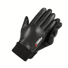 Non slip Winter Cycling Gloves Waterproof Touch Screen PU Leather