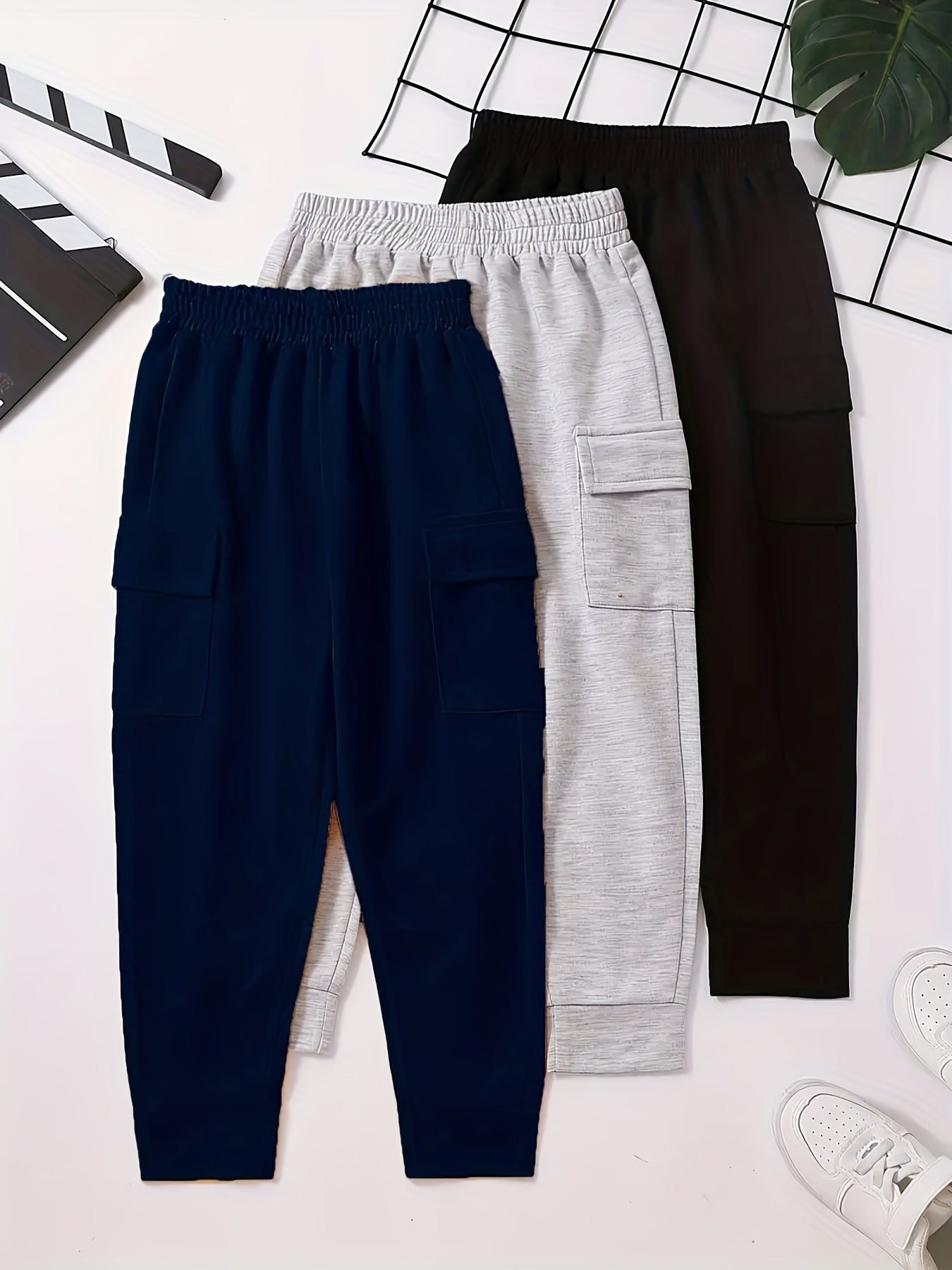 3pcs Boys Soft Casual Long Pants For Spring And Autumn Kids Clothes