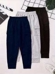 3pcs Boys Soft Casual Long Pants For Spring And Autumn Kids Clothes